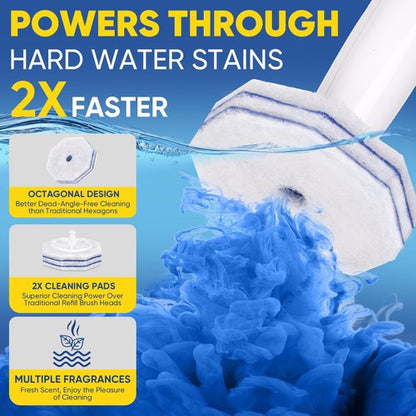 HHXI 30Ct Aromative Toilet Brush Refills, Toilet Bowl Cleaner Refills, Double-Layer Cleaning Pads Added, Compatible with Most Toilet Brushes，Blue Ocean（Patented）