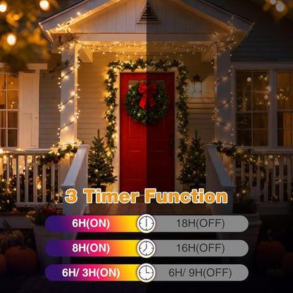 Btfarm Color Changing Christmas Lights - 115FT 300 LED Outdoor Fairy Lights | Battery Operated, 3 Modes