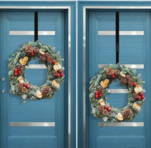 Linwnil Wreath Hanger - Adjustable 14-26 Inch Heavy Duty Hook for Front Door | Black, 20LB Capacity