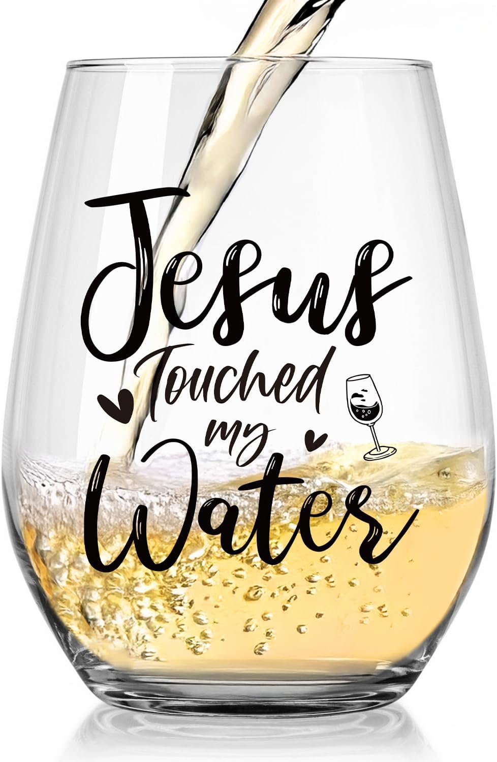 Touched My Water Wine Glasses, Funny Inspirational Gift for Women Gifts for Mom Birthday Father's Day Friendship Retirement Easter Gifts (Clear-Touched Water)
