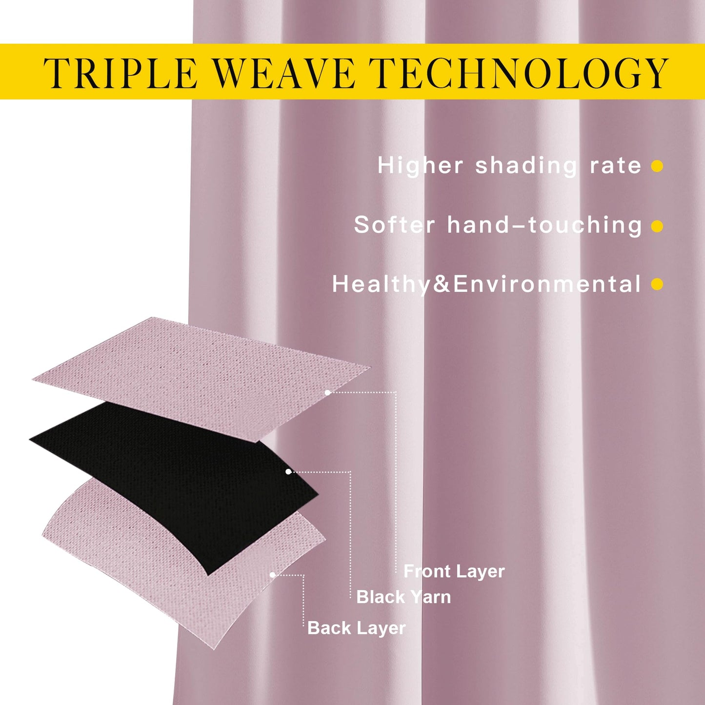 NICETOWN Room Darkening Short Curtains for Kitchen - Thermal Insulated Solid Grommet Top Room Darkening Curtain Panels/Draperies for Bedroom/Cafe (Baby Pink, 1 Pair, 34 x 50 Inch)