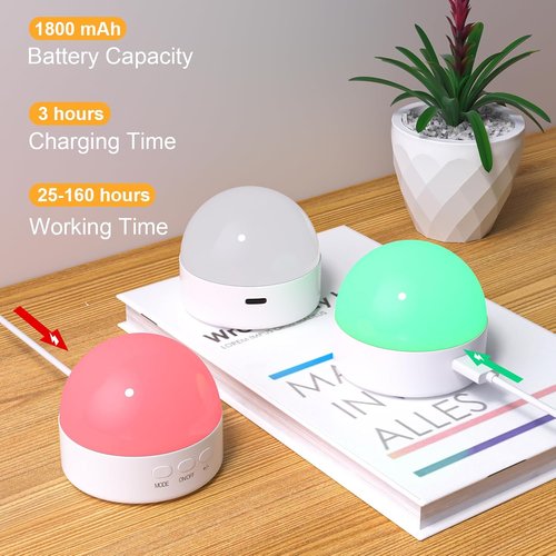 Kintion Portable Night Light - Dimmable 8-Color LED Lamp | Rechargeable 1800mAh Battery, Ideal for Nursery & Kids