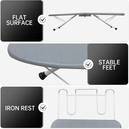 ZOES HOMEWARE Portable Ironing Board - Foldable Tabletop Design with Heat Resistant Cover | 31.5"x11.8"x7", Grey