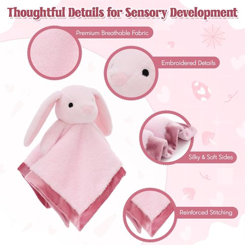 Bunny Loveys | 14" Soft Baby Security Blanket & Snuggle Toy for Newborns - Perfect Gift for Boys & Girls