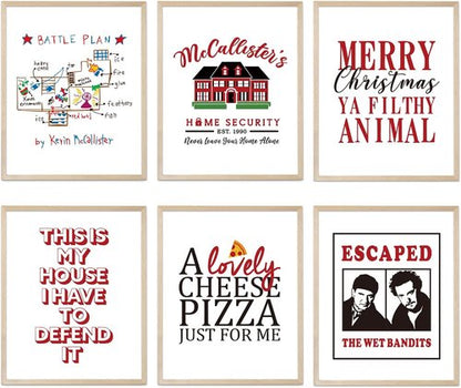 Home Alone | Christmas Decorations Set - Funny Holiday Posters for Bathroom & Bedroom Decor | 8x10 Inch Unframed Art Prints