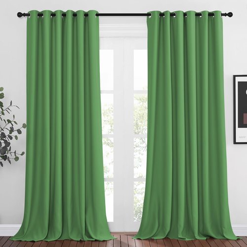NICETOWN Blackout Draperies Curtain Panels - Window Treatment Thermal Insulated Solid Grommet Blackout Curtains/Panels/Drapes for Bedroom (Forest Green, Set of 2, 80 by 95 Inch)