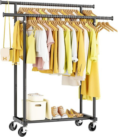 HYSEYY Clothing Rack - Portable Rolling Garment Rack with Wheels | Ideal for Bedroom & Laundry Room Storage
