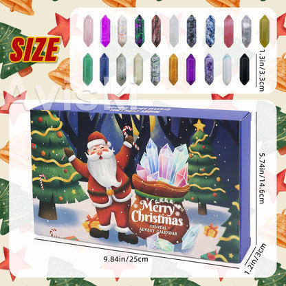 Christmas Crystal Advent Calendar 2025 | Healing Stones Kit with Necklace Holder & Magnifier - 24 Boxes for Kids & Adults