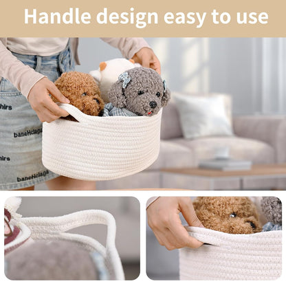 Skiennix Cute Woven Storage Basket - Decorative Organizer with Handle for Gifts | 13" D x 8" W x 6" H