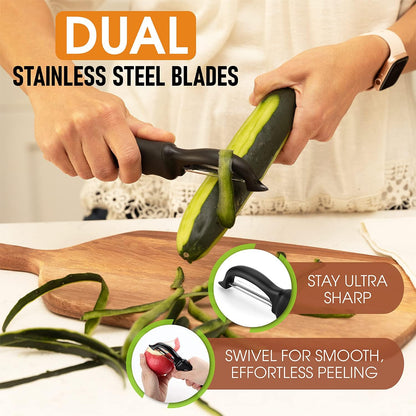 Spring Chef Ice Cream Scoop & Swivel Vegetable Peeler Bundle - Professional Quality - Black