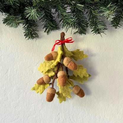 Autumn Acorn Handmade Felt Flower Wreath - Christmas & Fall Door Decor