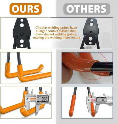 Heavy Duty 31-Pack Garage Wall Hooks | Anti-Slip Steel Storage for Ladders & Yard Tools - Orange