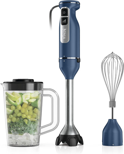 Ninja Immersion Blender - 4-Speed Hand Stick Blender with SplatterShield & PanProtect | Deep Navy, 4-Cup Vessel