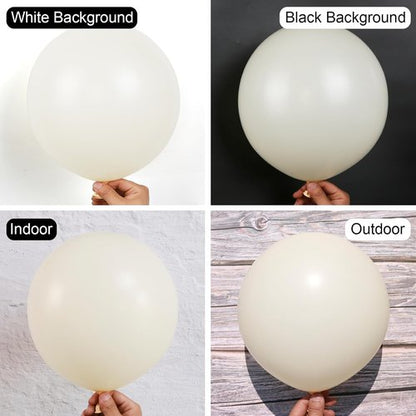 Beige Balloons by [Brand Name] - 150-Piece Pack in 18", 12", 10", 5" Sizes | Perfect for Birthday & Wedding Decorations