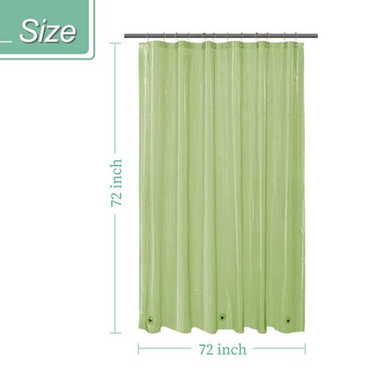 Mrs Awesome Clear Green Shower Curtain Liner with 3 Magnets, 72x72 Premium Flexible Sturdy Plastic Shower Curtain for Bathroom Waterproof, Clear Green