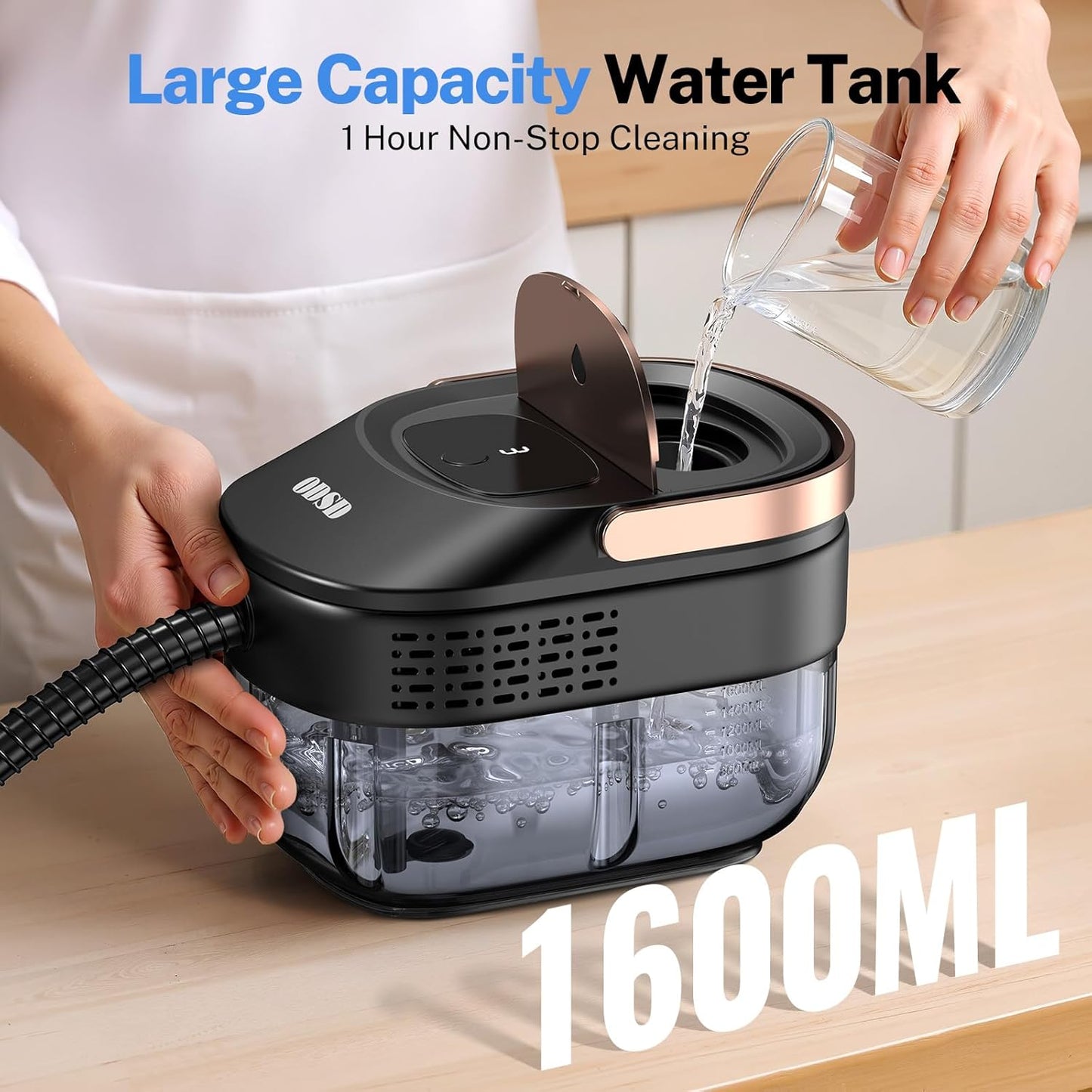 ODSD Steam Cleaner - 3-Level Adjustable Handheld Steamer for Home & Car | 15s Heat-Up, 1.6L Tank, 15 Accessories