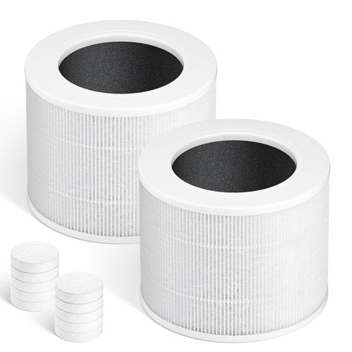 Core Mini Replacement Filter Compatible with LEVOIT Core mini-P Air Purifier, 3-in-1 Great High-Efficiency Materials With Activated Carbon,Core Mini-RF,2 Filter & 10 Fragrance Sponge，White