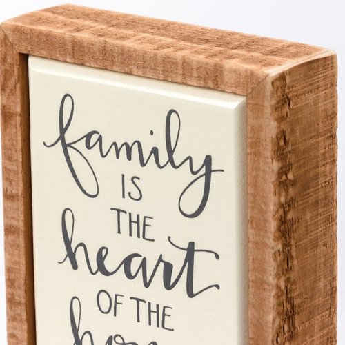 Primitives by Kathy Home Décor Inset Box Sign - Family is The Heart of The Home, Hand Illustrated Design
