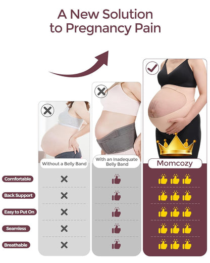 Momcozy Pregnancy Belly Band - Comfortable Support for Back & Abdomen | Invisible Maternity Belt