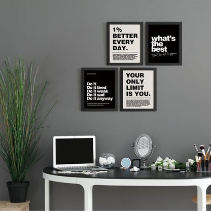 DSHFG Motivational Wall Art Prints - Set of 4 Inspirational Retro Posters for Office & Home Decor | 8x10 Unframed