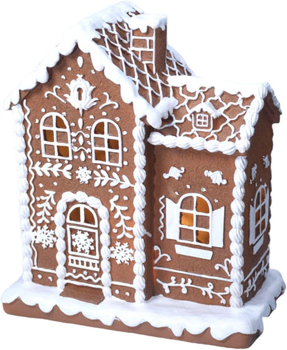 Sheaifun Gingerbread House Decor - LED Lighted Resin Christmas Decoration | 9 x 5 x 10.2 Inch