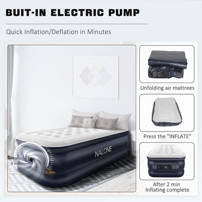 nalone Air Mattress Twin with Built in Pump, 18'' Luxury Self Inflatable Mattress, 2025 Upgraded Fast Blow Up Mattress with Carry Bag, Portable Air Bed for Home, Travel & Camping, 500lbs Max