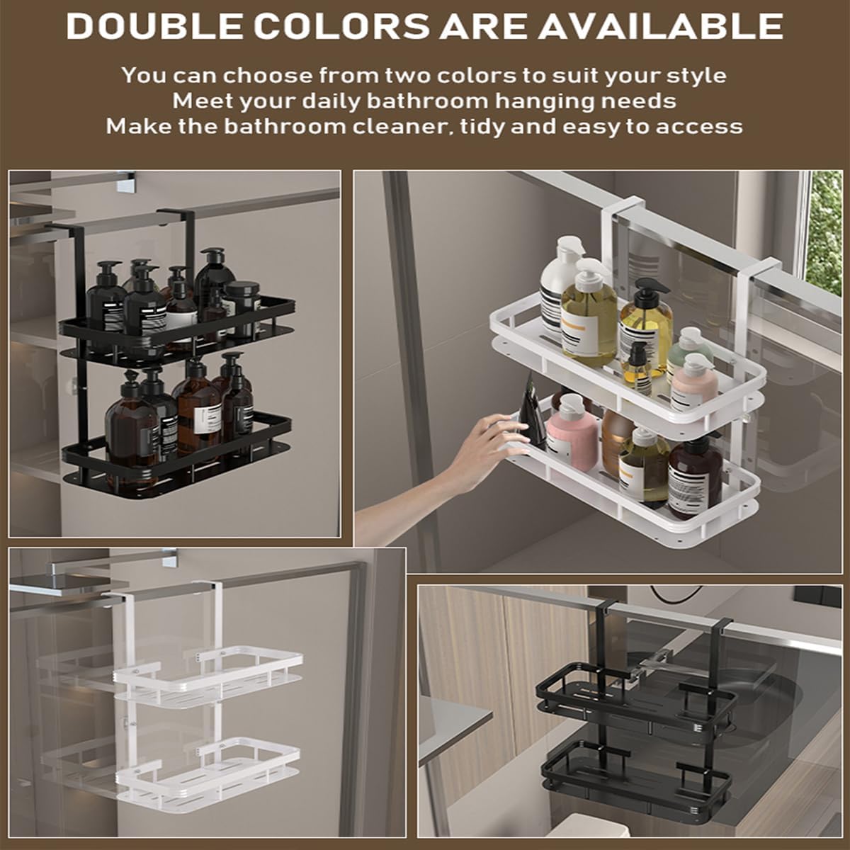 White Over Door Shower Caddy - Rustproof 2-Tier Bathroom Organizer | 11.81x5.31 Inch Shelves