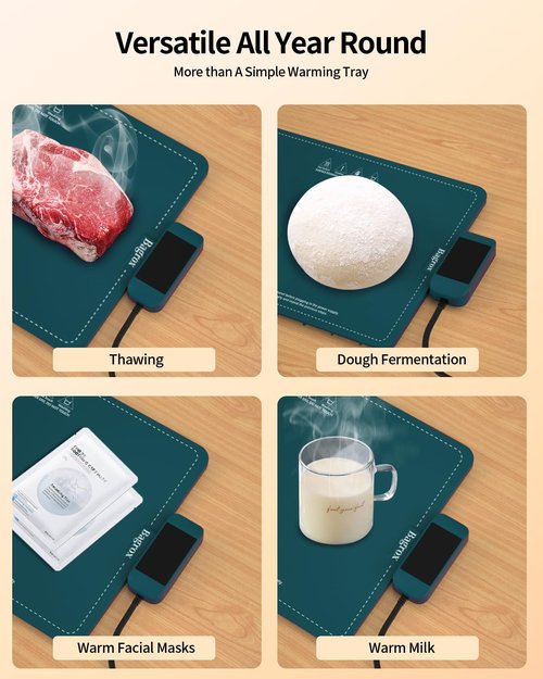 Food Warming Mat, Electric Warming Mat with Adjustable Temperature, Warming Trays for Buffets Party, Food Warmer Mat (green)