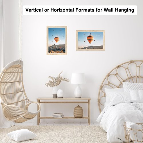 JCJMY 6x9 Picture Frame for Wall Hanging or Tabletop, Wall Mounting Horizontally or Vertically, 6 x 9 Wall Gallery Poster Photo Frame with Shatter Resistant Plexiglass, Natural