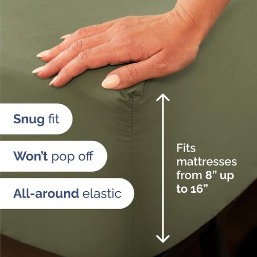 Hotel Luxury Twin Size 3-Piece Sheet Set by [Brand Name] - Comfy, Breathable & Cooling - Deep Pockets, Soft & Wrinkle-Free - Sage Green