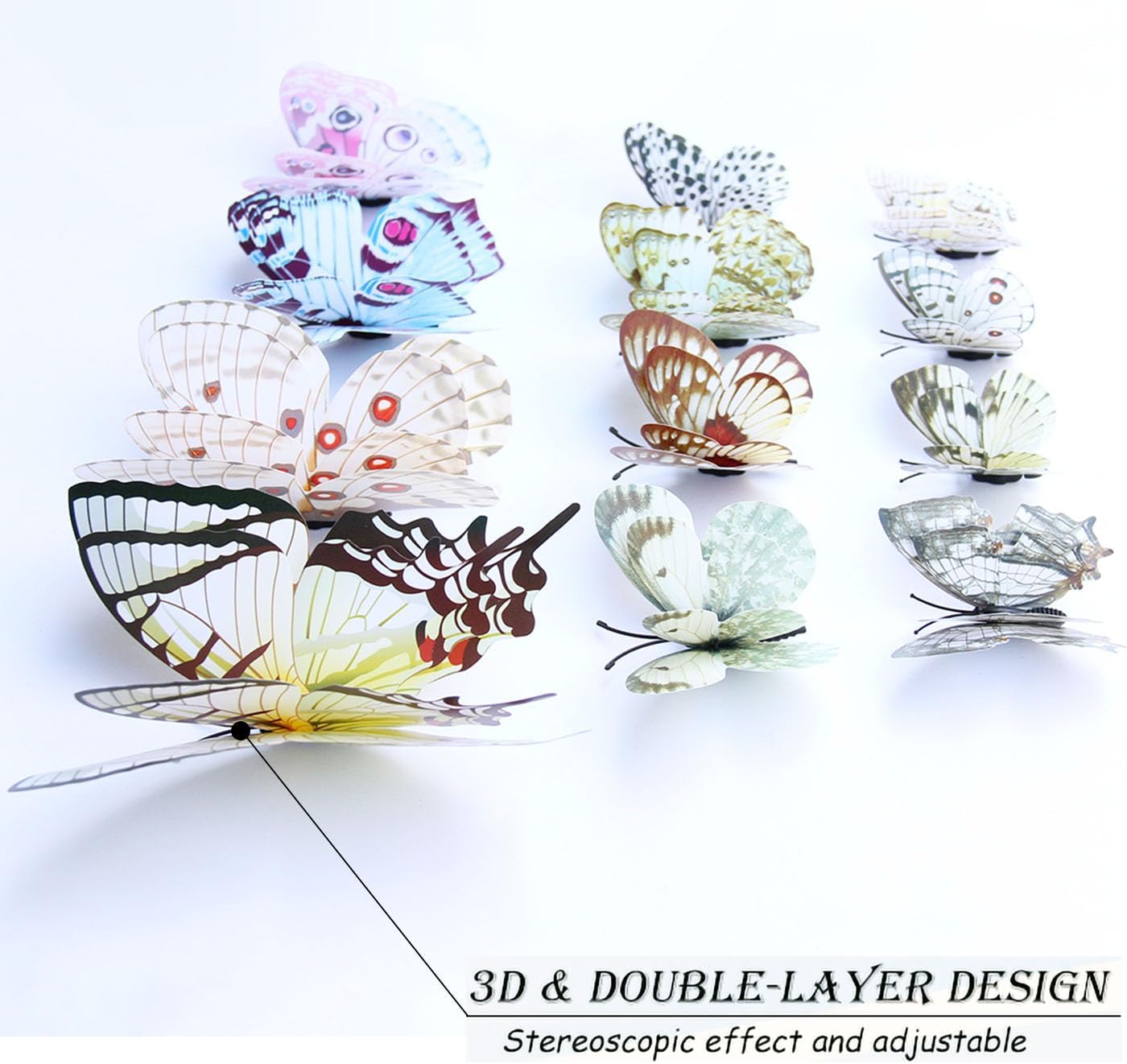 OPSEAM 3D Butterfly Wall Decor - 72 PCS Magnetic Stickers for Party Decorations | White
