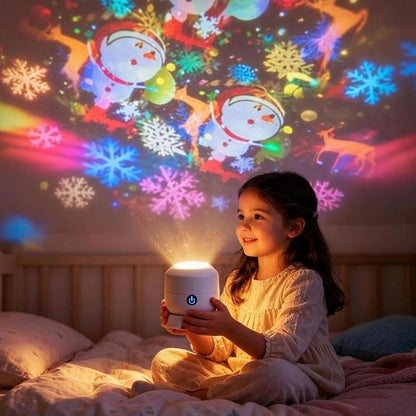 Dynamic Rotating LED Projector Light - USB Rechargeable Christmas Night Sky Projection for Kids Room