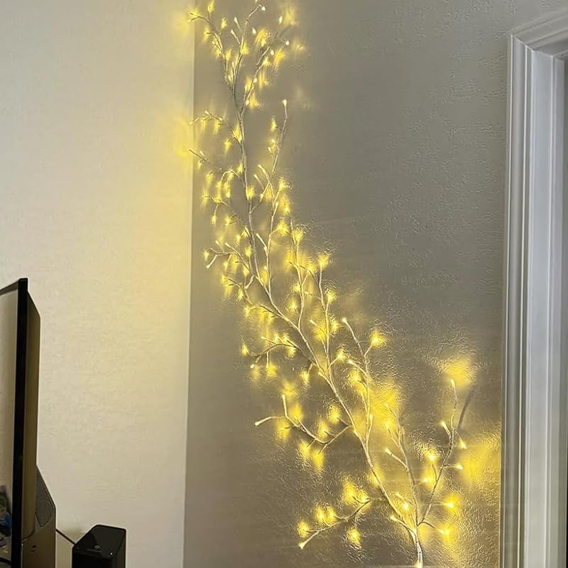 2Pcs Enchanted Willow Vine Lights - 144 LEDs, 18-Branch Wall Decor, White - Variation: White-2pcs