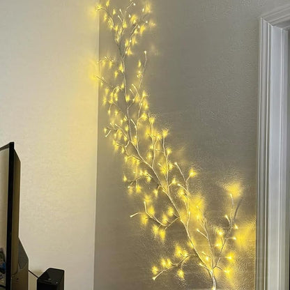 2Pcs Enchanted Willow Vine Lights - 144 LEDs, 18-Branch Wall Decor, White - Variation: White-2pcs