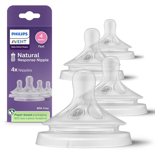 Philips Avent Natural Response Nipples - Fast Flow (Flow 4) | 4-Pack for Effortless Feeding