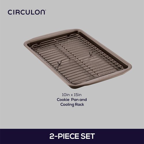 Circulon Nonstick Bakeware Set - 2-Piece Cookie Sheet & Cooling Rack in Chocolate Brown