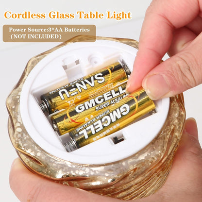 Mercury Glass Christmas Tree Decorations - LED Light Tabletop Decor for Home | Battery Operated with Timer