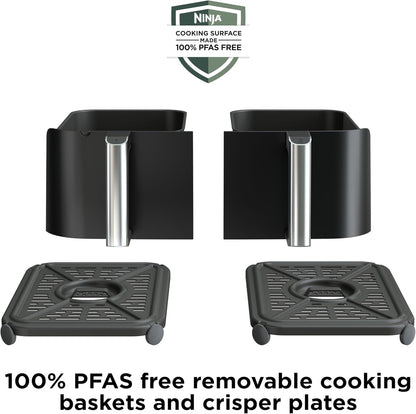 Ninja Foodi Air Fryer - 6-in-1 10-QT DualZone Baskets | Smart Finish for Cooking Two Foods | XL Capacity | Black | DZ302