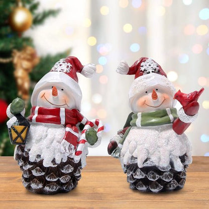 Hodao Handmade Resin Christmas Snowman Decorations - Adorable Indoor Winter Decor | Perfect Holiday Gifts for Family & Friends