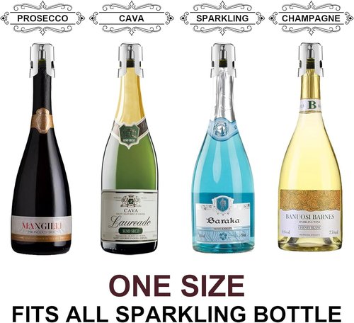 3Pack Leak-Proof Champagne Bottle Stoppers, Stainless Steel Reusable Wine Stoppers, Vacuum Sealer for Fresh Sparkling Wine