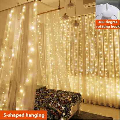 ZSJWL 300 LED Curtain Fairy Lights - Remote Control, 8 Modes, 9.8 x 9.8 Ft, Warm White Twinkle Lights for Bedroom & Events