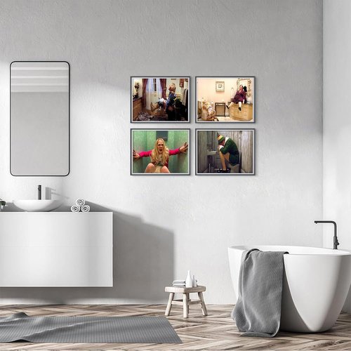 Funny Bathroom Canvas Wall Art Set by Dumb and Dumber | Humorous Movie Posters for Restroom Decor, Unframed 11x14 Inch