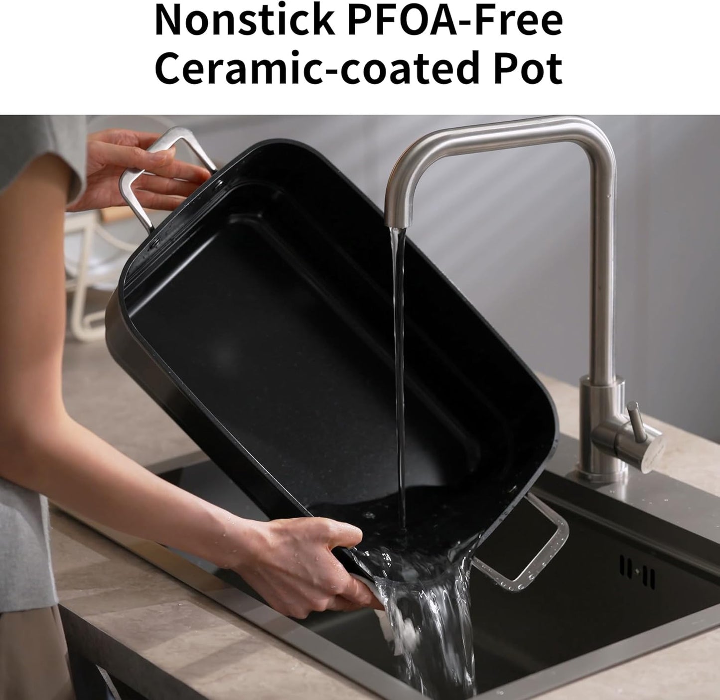 Slow Cooker 10-Quart - PFOA-Free Ceramic Coating & Oven Safe to 450°F | Ideal for Family Gatherings