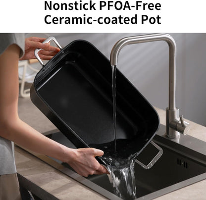 Slow Cooker 10-Quart - PFOA-Free Ceramic Coating & Oven Safe to 450°F | Ideal for Family Gatherings