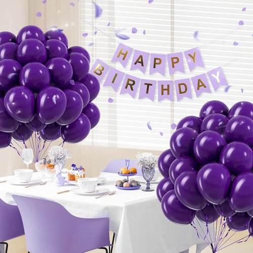 Dark Purple Balloons - 12 Inch Latex Party Balloons | 50 Pack for Weddings, Baby Showers, and Birthdays