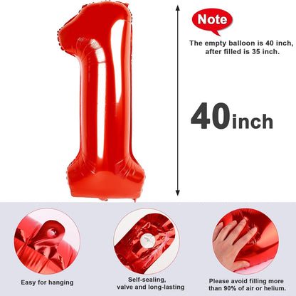 Numbers Balloons - 40 Inch Red Foil Number Balloons for 18th Birthday & Wedding Celebrations