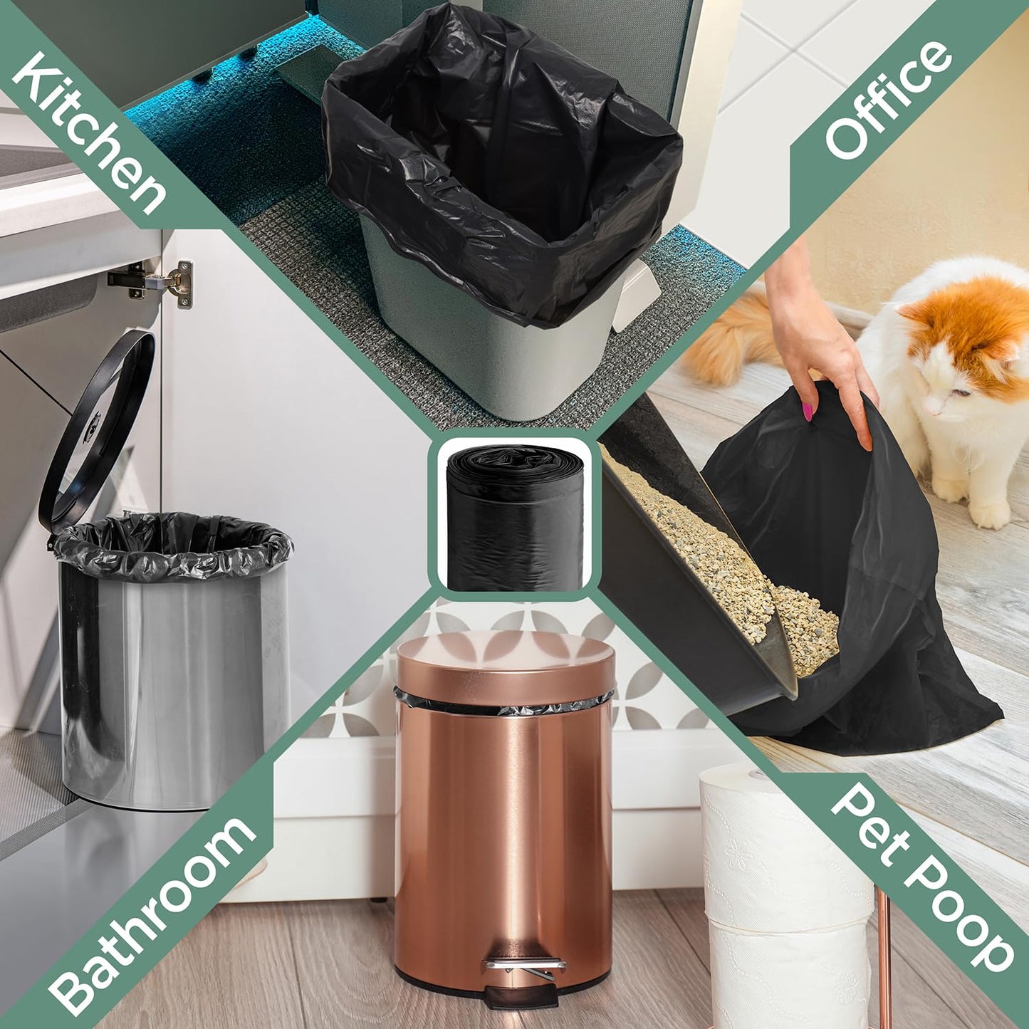 ToughBag 6-10 Gallon Trash Bags (1000 Count) – Small Black Garbage Bags for Home, Kitchen, Office & Bathroom, Multi-Use Bulk Can Liners