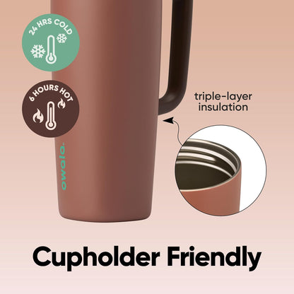 Owala SmoothSip Slider Travel Mug - 24 oz Stainless Steel Insulated Design | Leak Proof & BPA Free