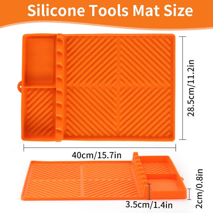 Skiennix Silicone Tools Mat - Versatile Griddle & Baking Countertop Drip Pad | Orange for Blackstone & Weber Grills