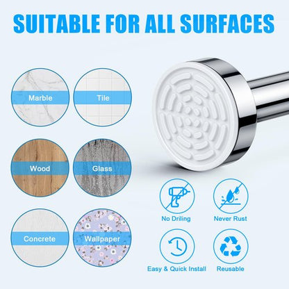 TEECK Shower Curtain Rod, 32-43 inch Adjustable Spring Tension Curtain Rod, Never Rust Anti-Slip Shower Curtain Rod for Bathroom, No Drilling, Never Collapse, Easy to Use, Silver